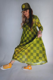 Grandma Green Checkered Mesh Dress **RESTOCKED**