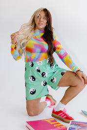 Technicolor Blur Mesh Top