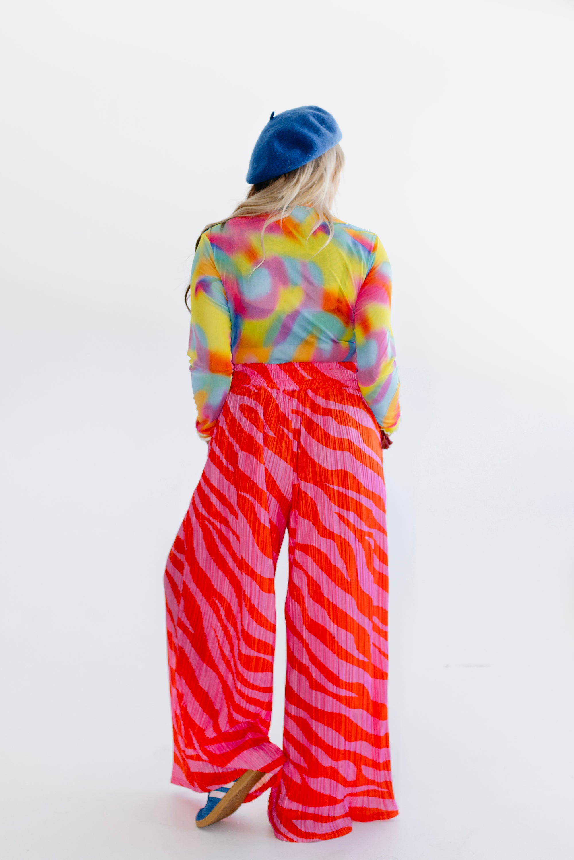 Technicolor Blur Mesh Top