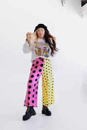 Polka Dot Pop Half & Half Cropped Pants