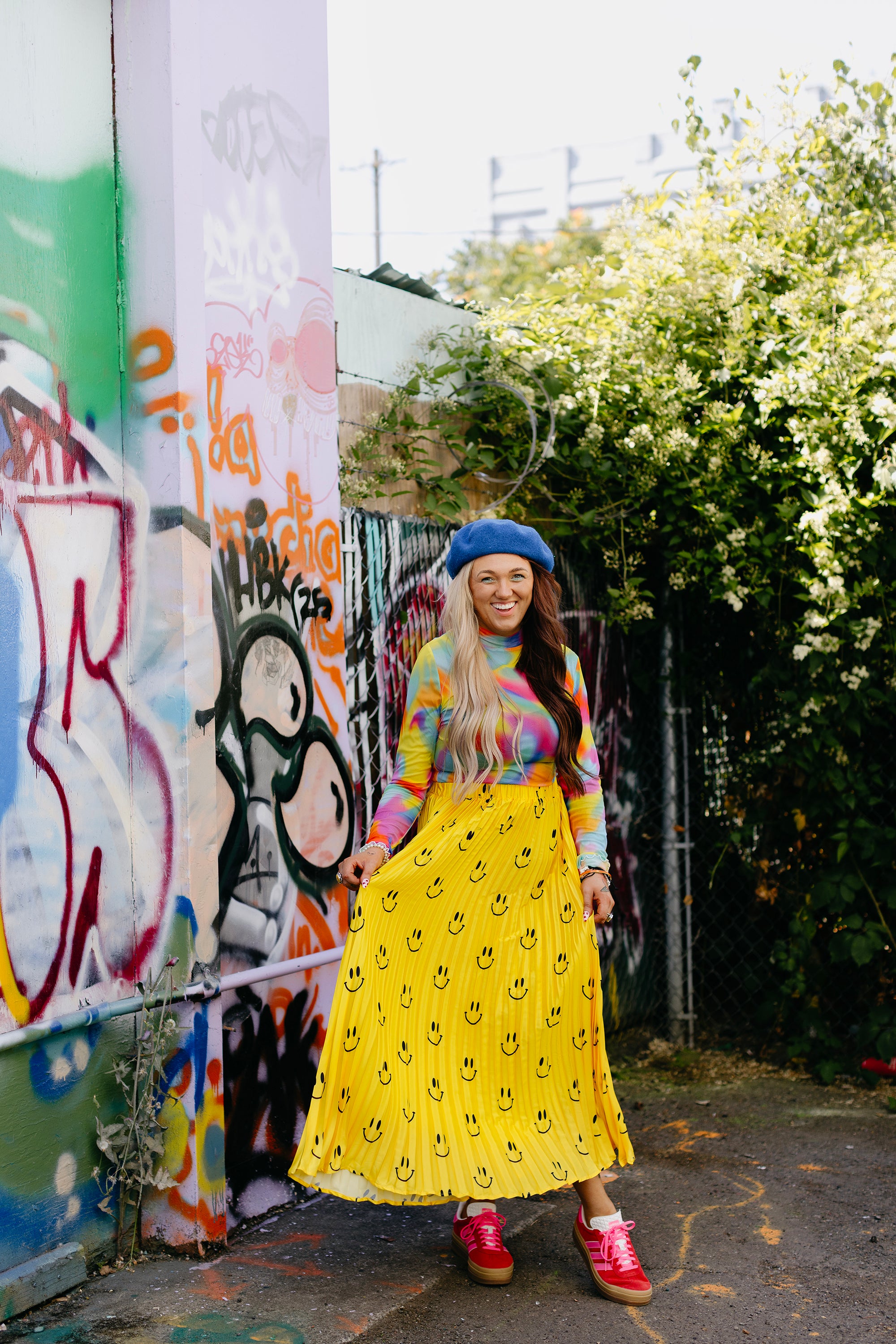 Happy To Be Here Smiley Pleated Skirt **RESTOCKED**