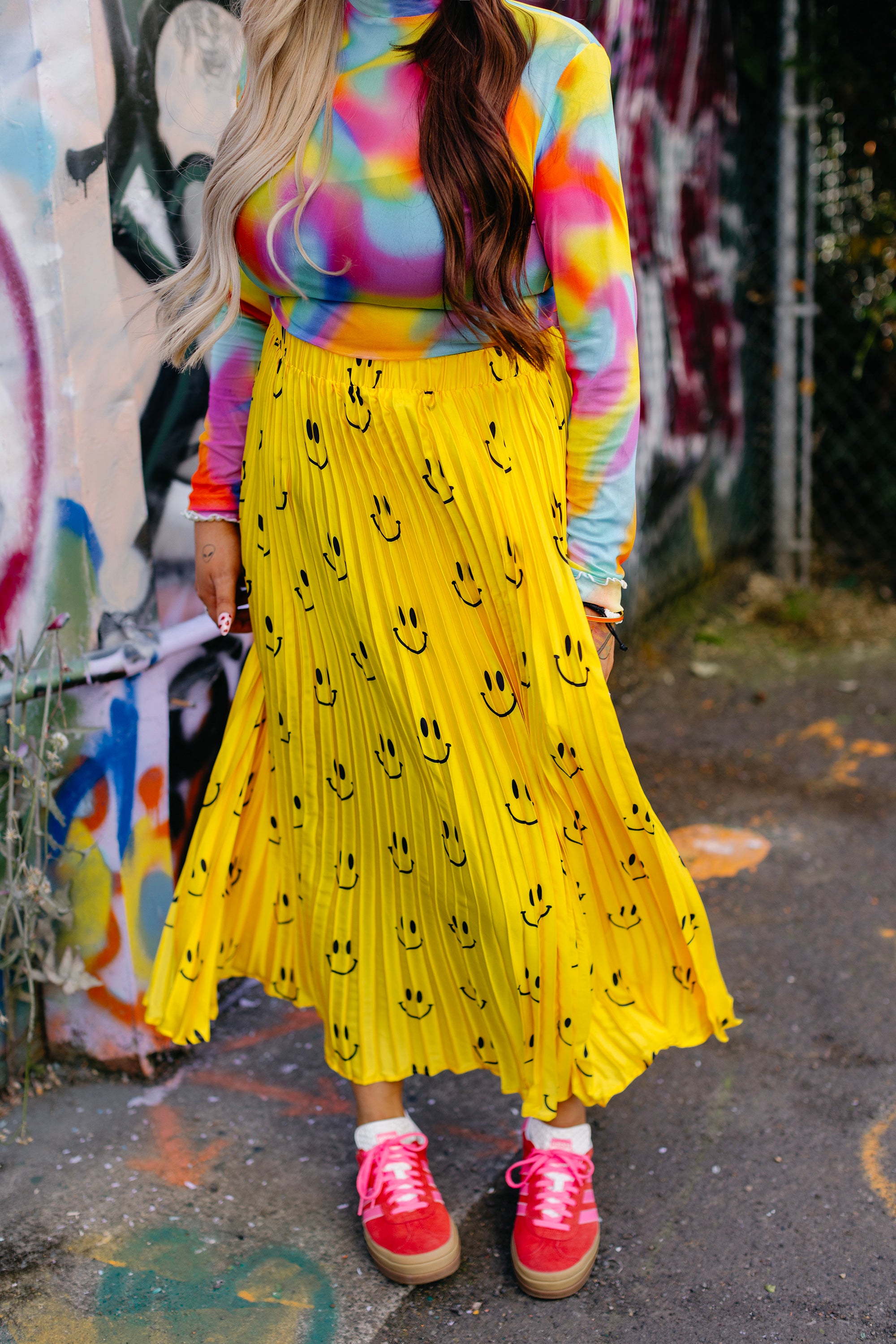 Happy To Be Here Smiley Pleated Skirt **RESTOCKED**