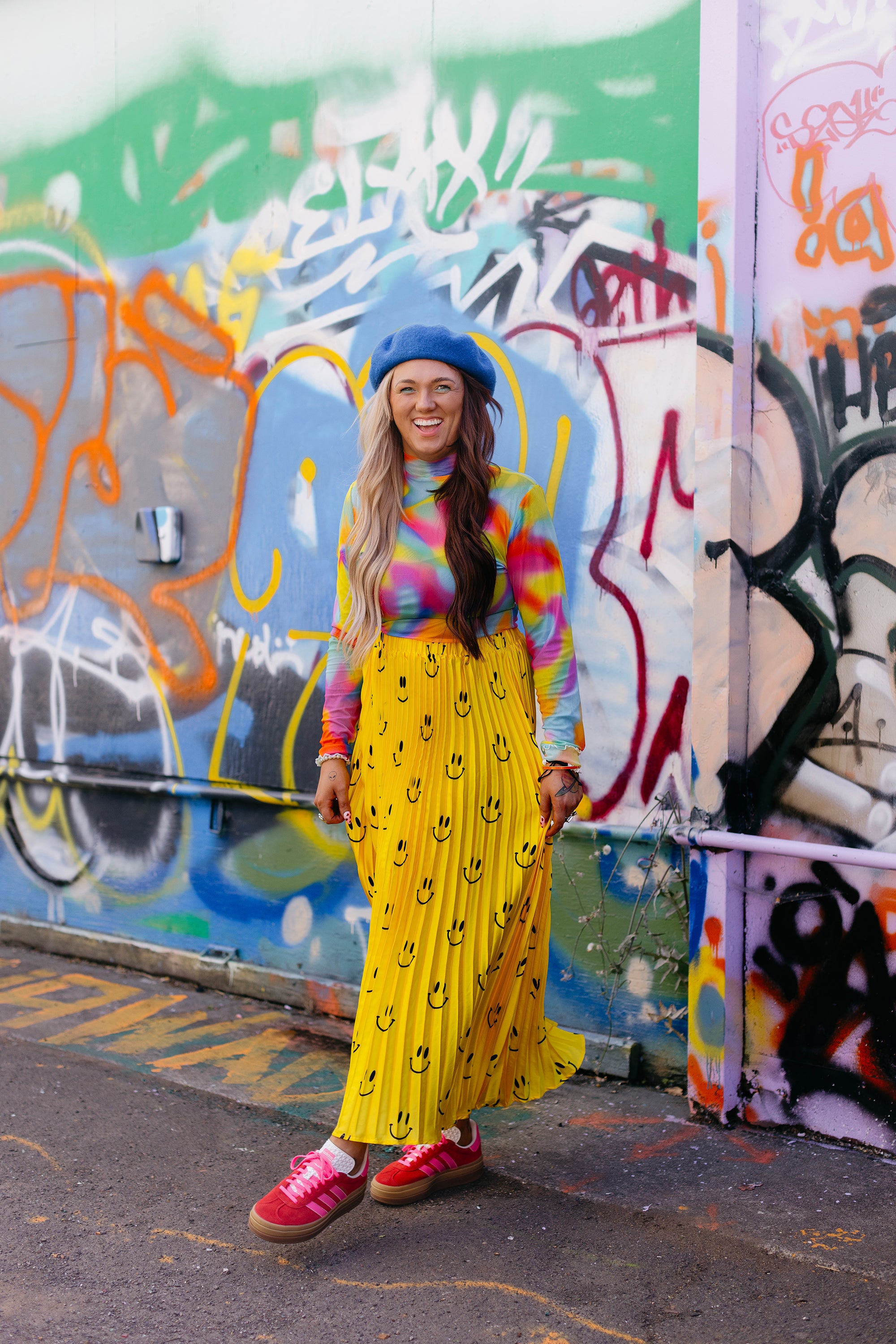 Happy To Be Here Smiley Pleated Skirt **RESTOCKED**