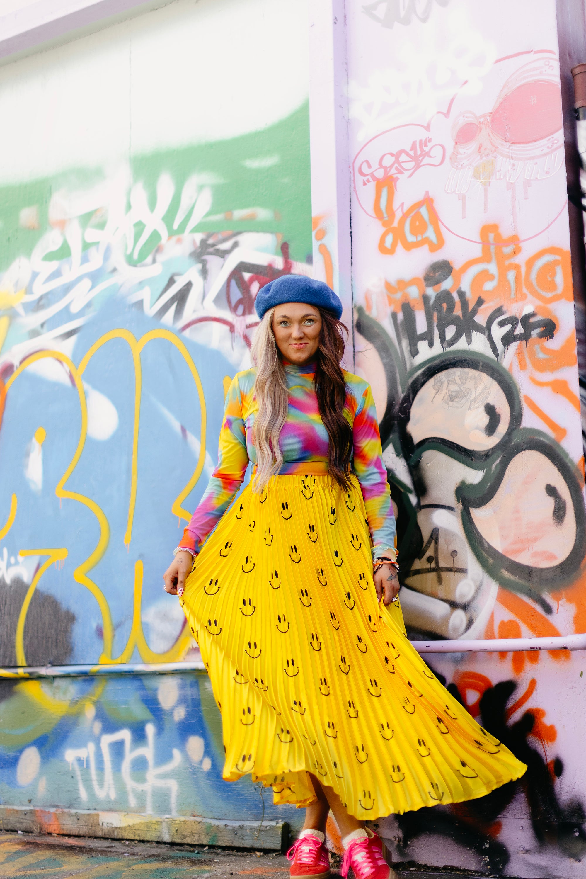 Happy To Be Here Smiley Pleated Skirt **RESTOCKED**