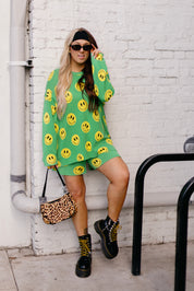 Made You Smile Green Knit Short Set