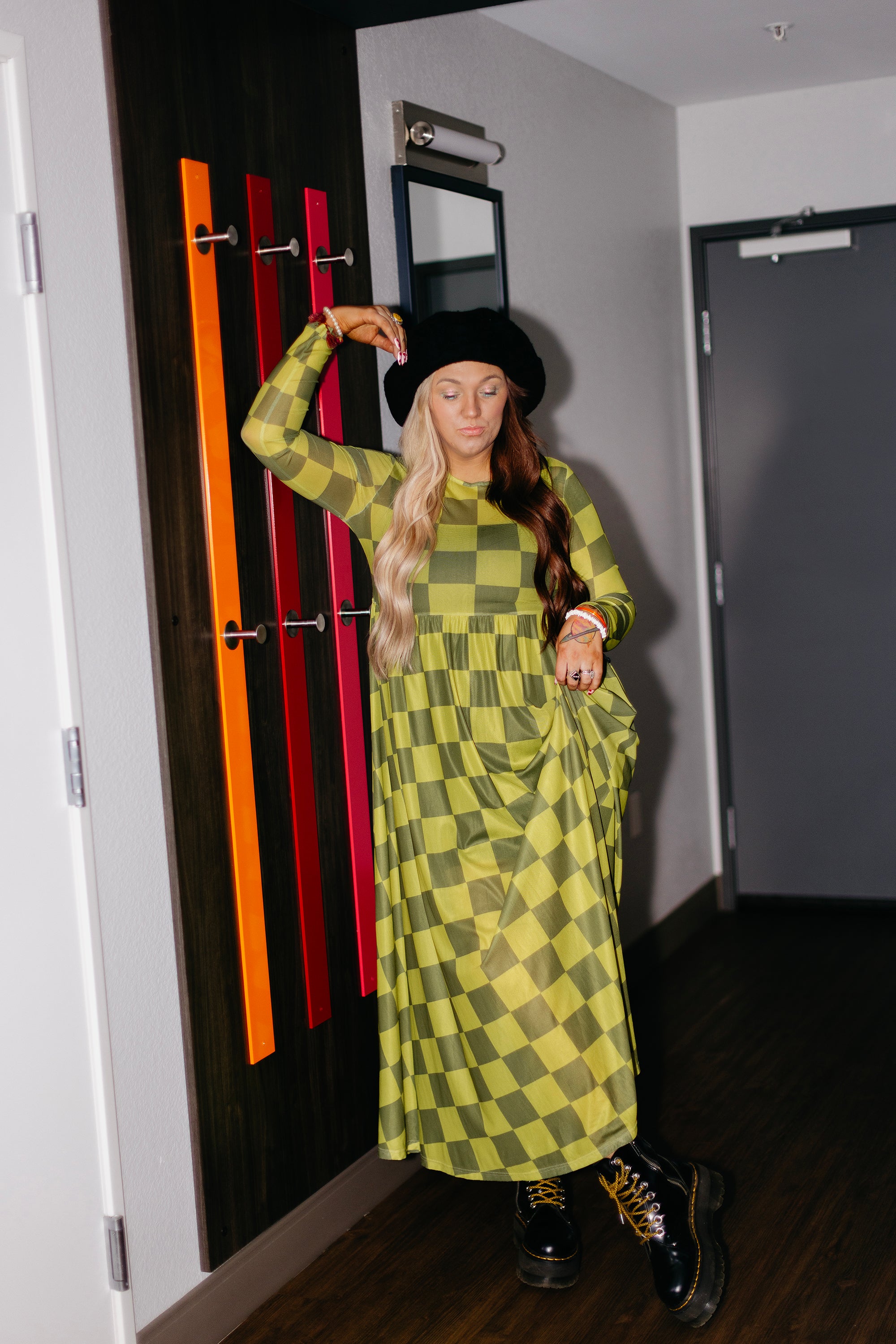 Grandma Green Checkered Mesh Dress **RESTOCKED**