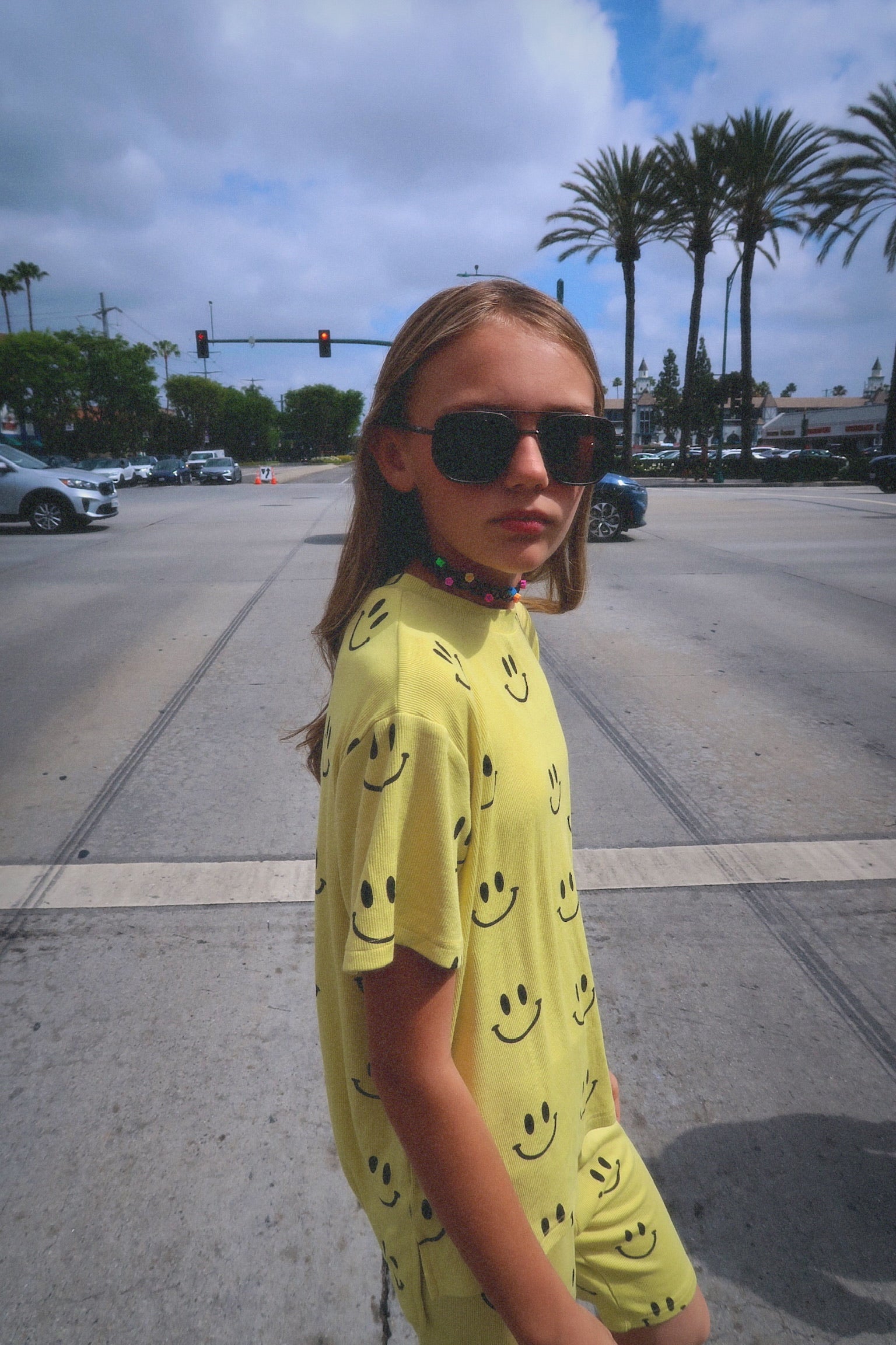 Happy To Be Here Oversized Smiley Shirt & Short Set (Kids)