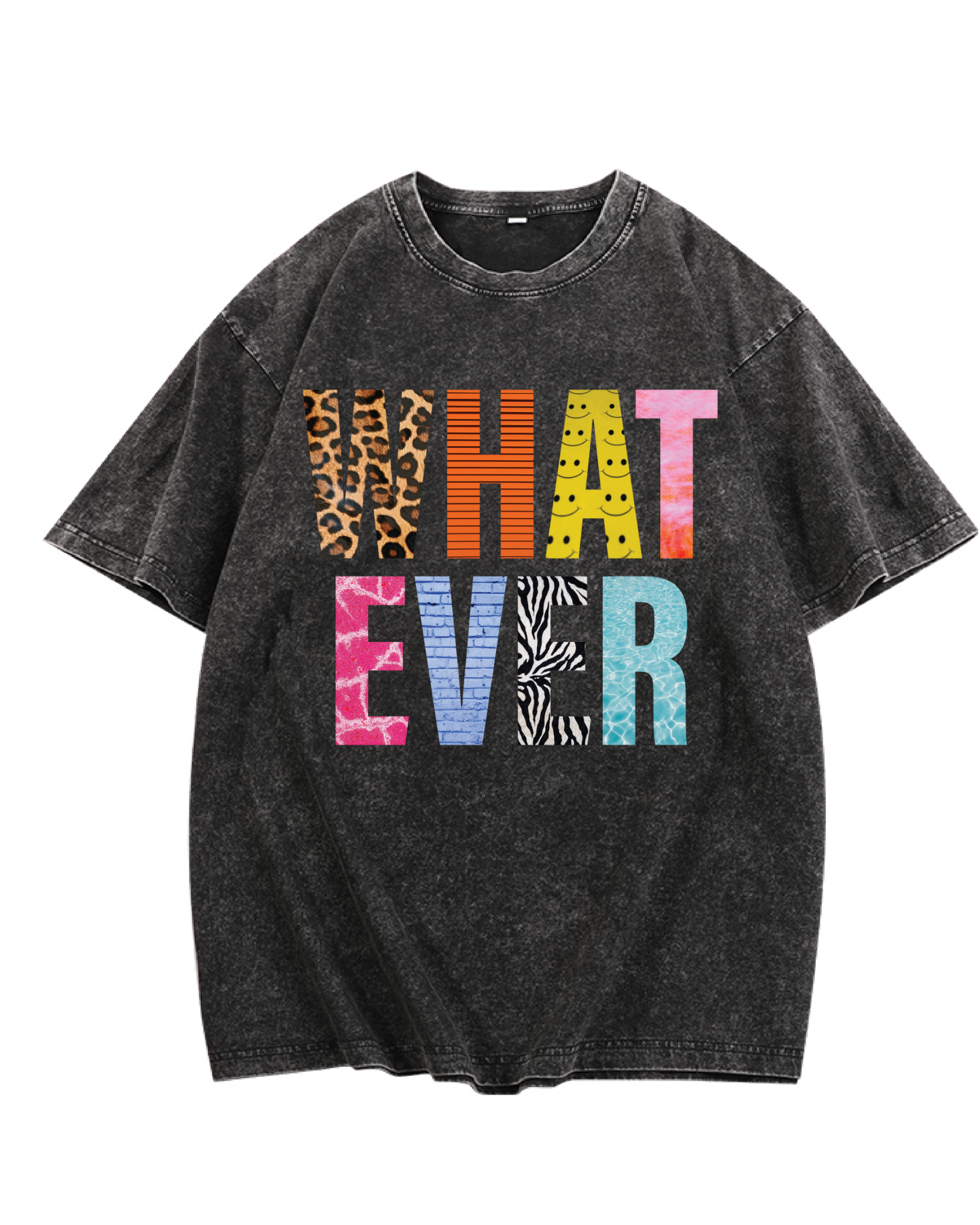 Whatever - Black Acid Wash Graphic Tee