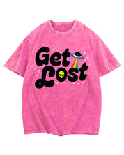 Get Lost - Pink Acid Wash Graphic Tee {Front + Back)