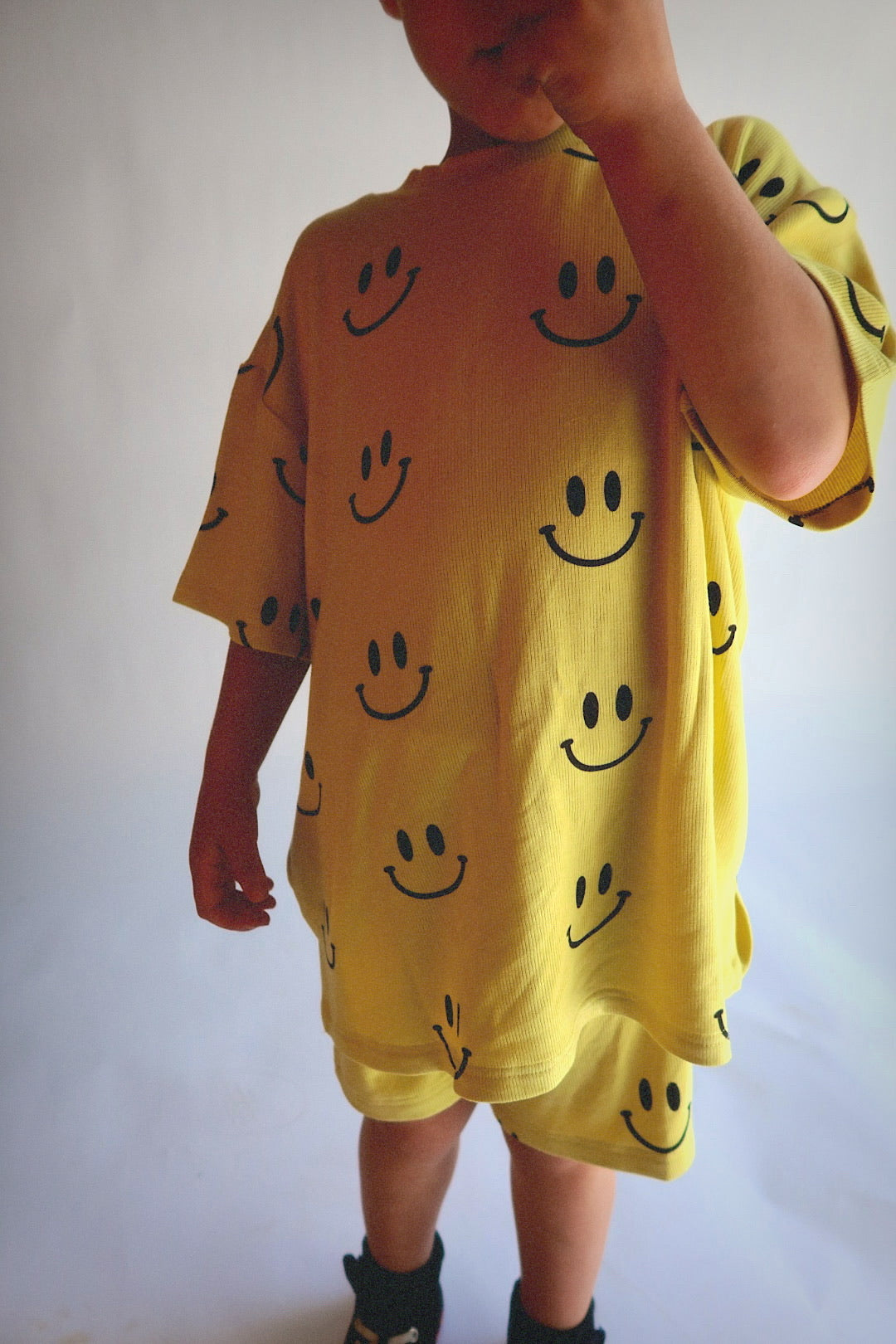 Happy To Be Here Oversized Smiley Shirt & Short Set (Kids)