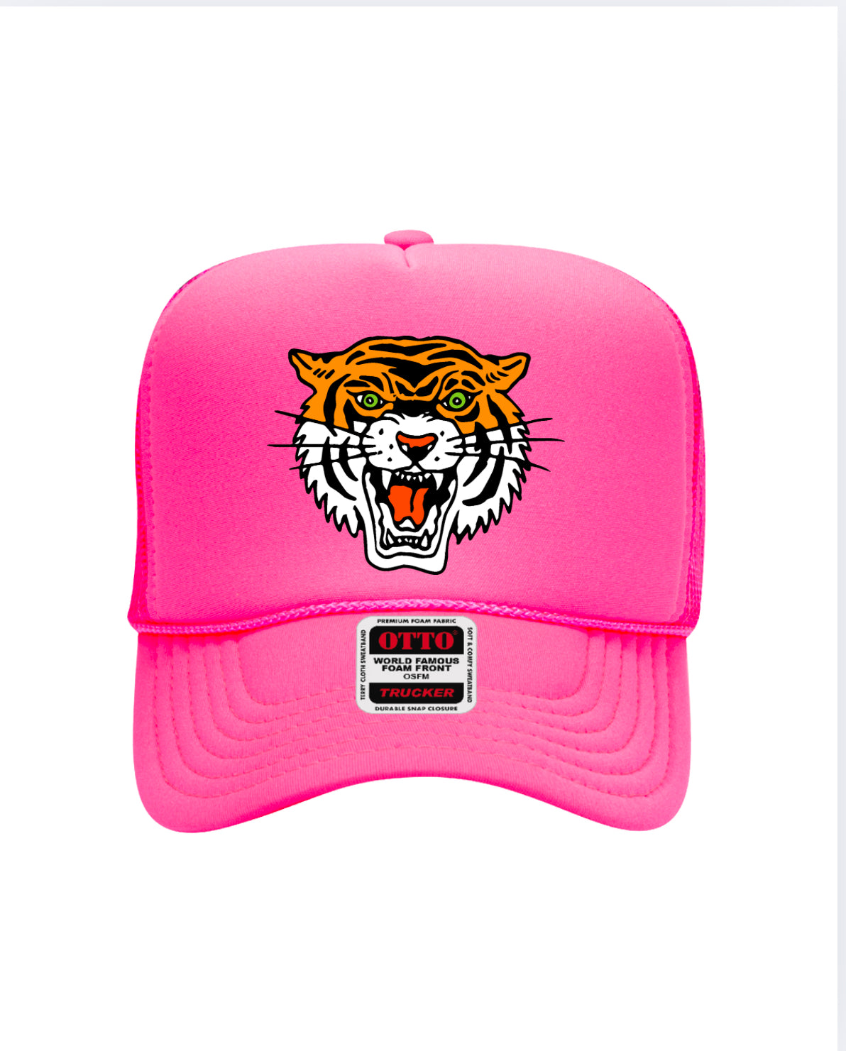 Fierce Tiger Trucker Hat (Neon Pink)