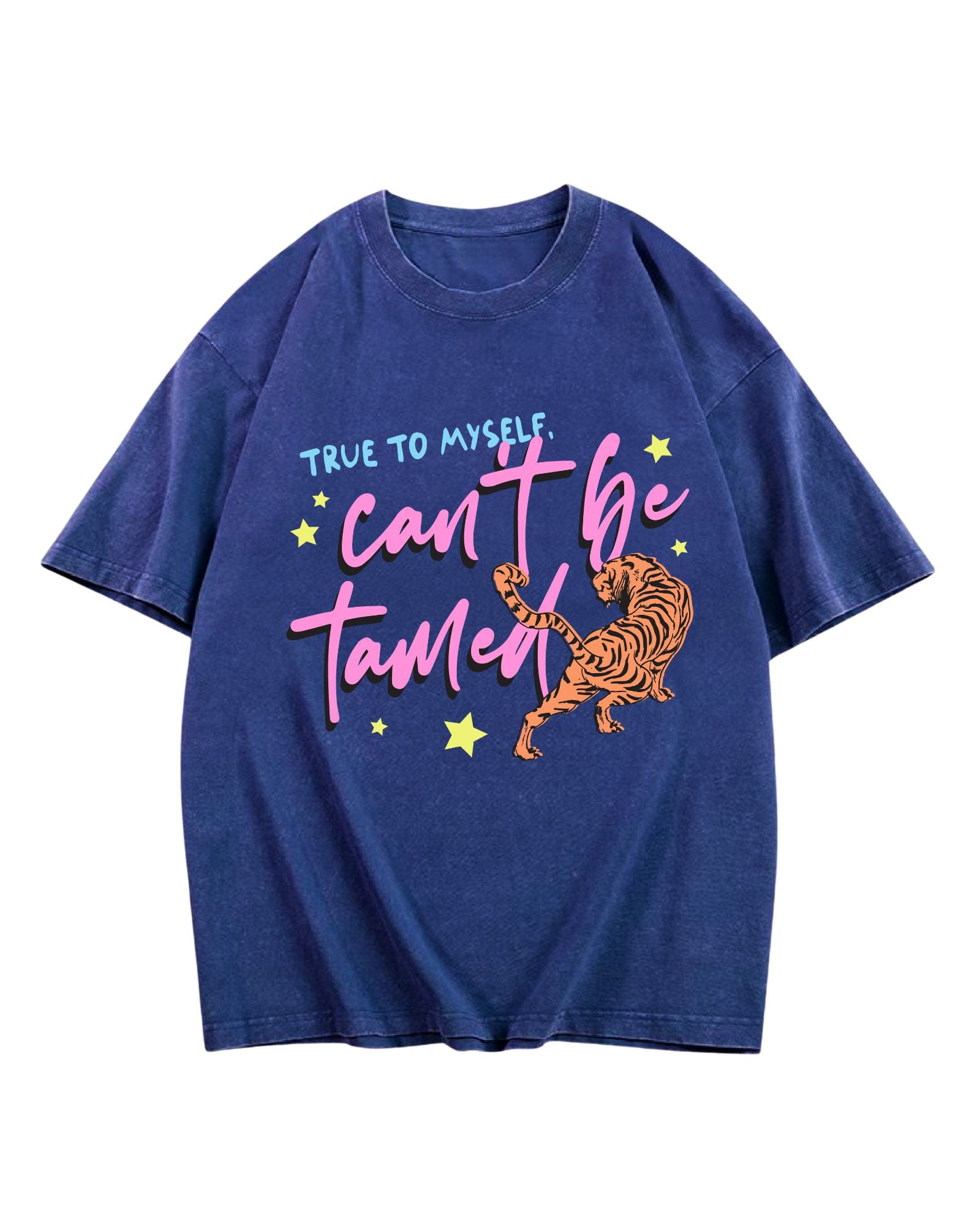 Can't Be Tamed - Blue Acid Wash Graphic Tee
