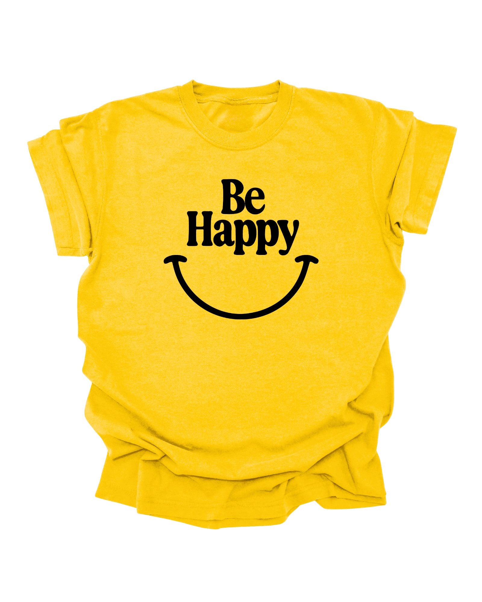 Be Happy - Sunshine Yellow Graphic Tee