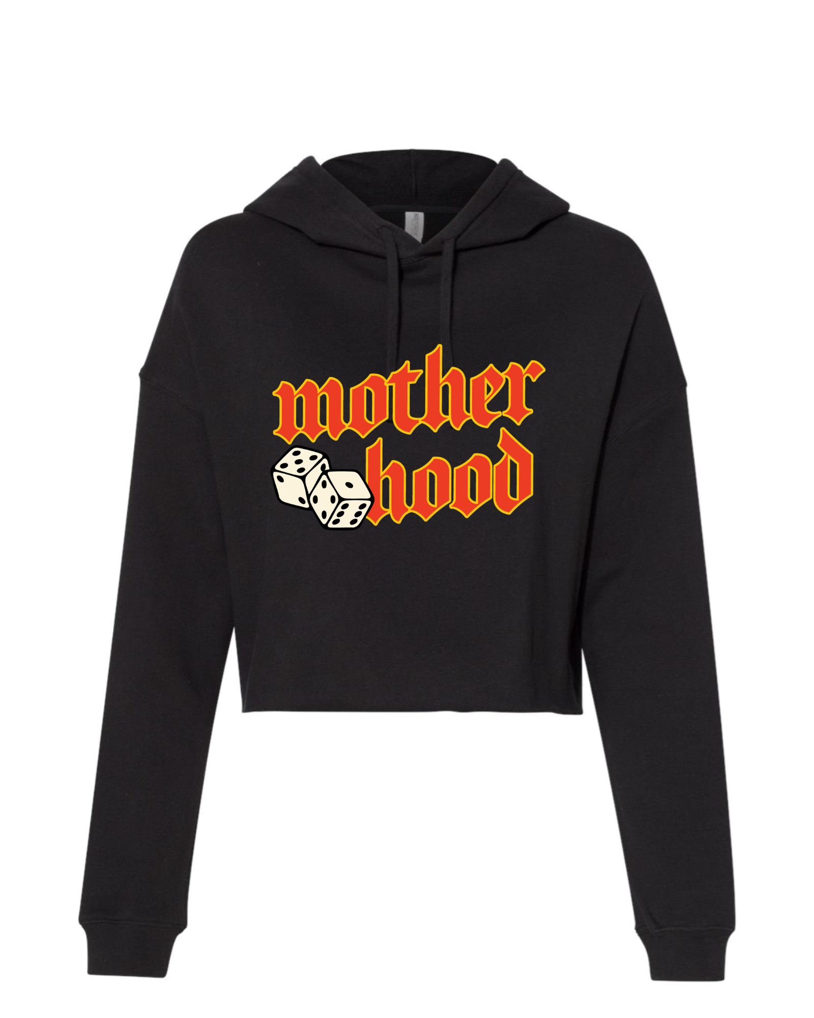 Motherhood - Black Crop Graphic Hoodie