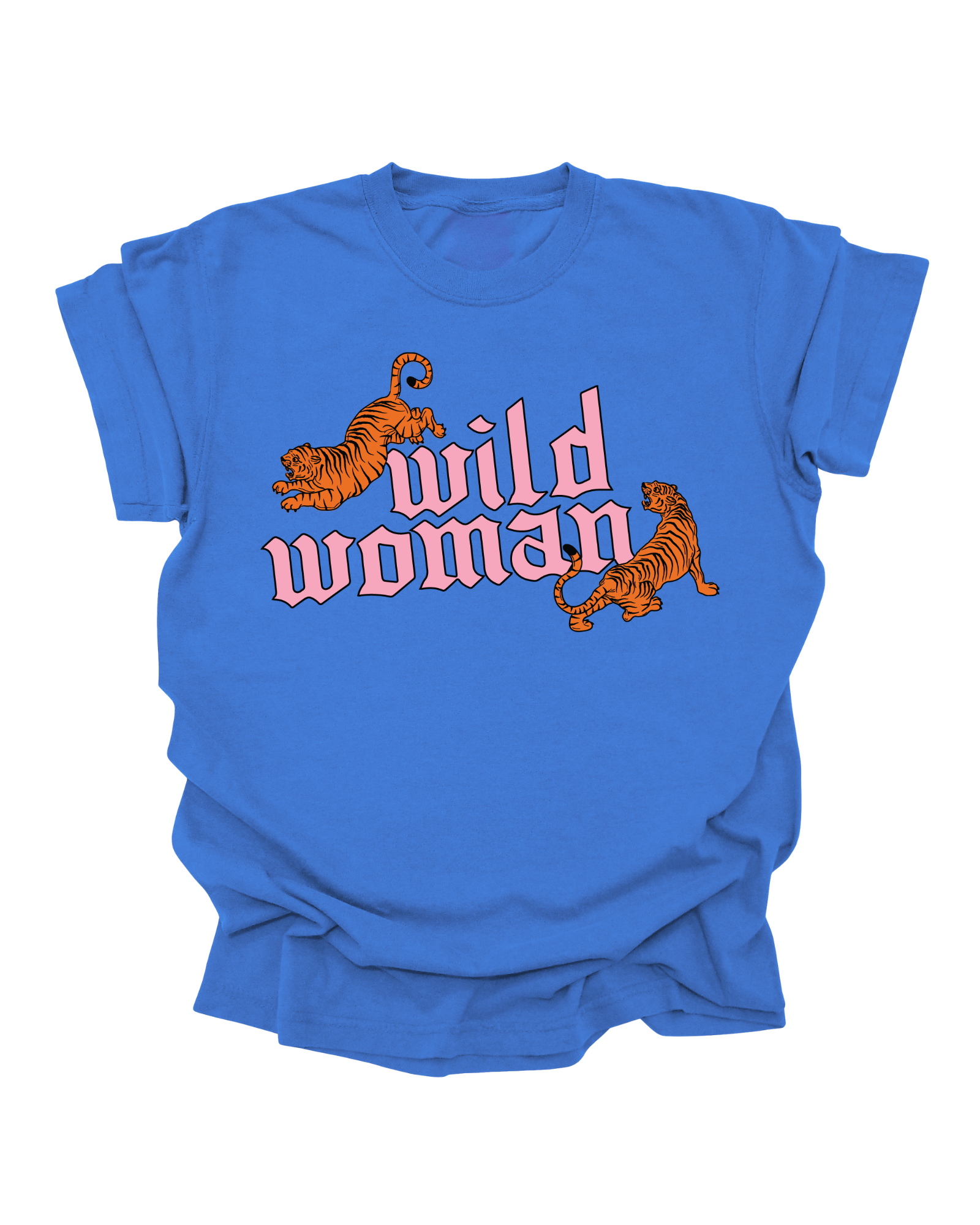 Wild Woman (pink) - Royal Blue Graphic Tee
