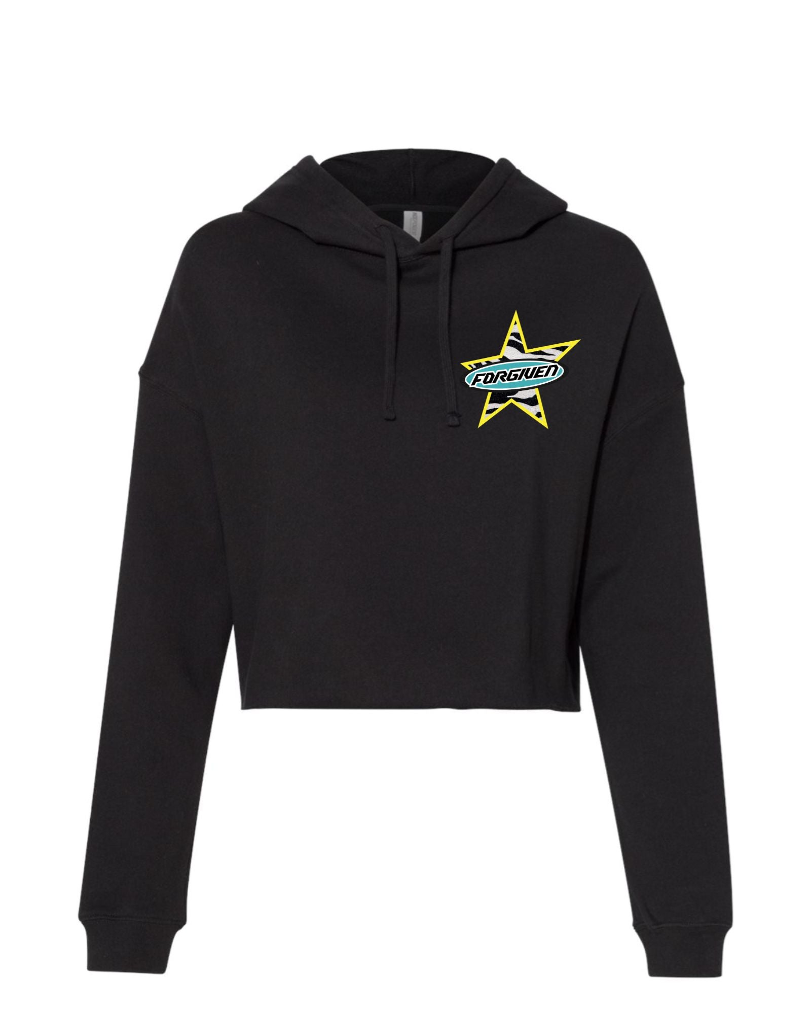 Forgiven - Black Crop Graphic Hoodie