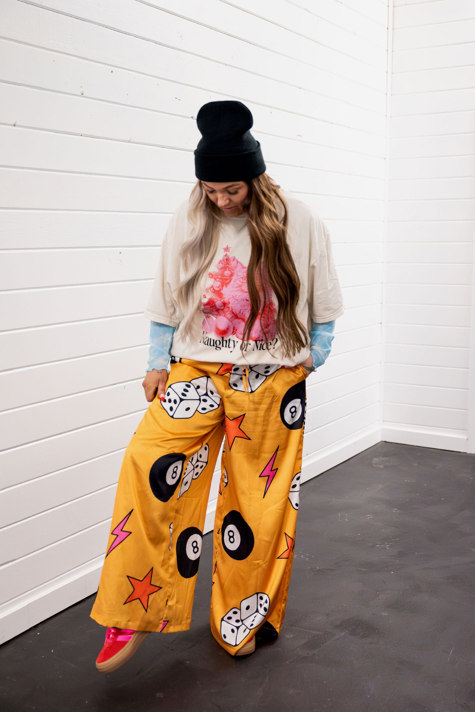 She's So Lucky Wide-Leg Satin Trouser **RESTOCKED**