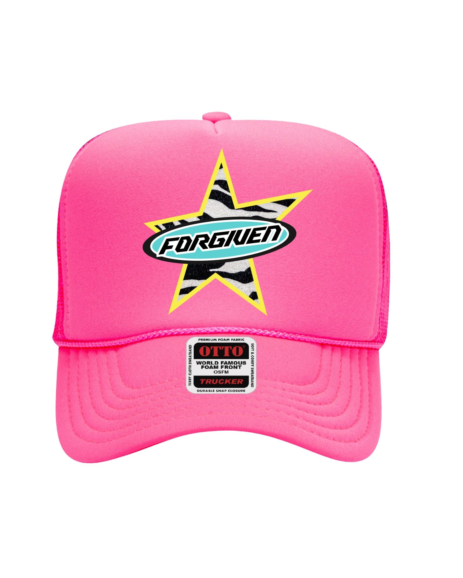 Forgiven Trucker Hat (Neon Pink)