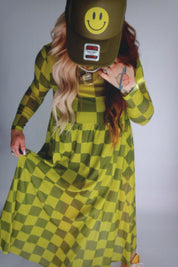 Grandma Green Checkered Mesh Dress **RESTOCKED**