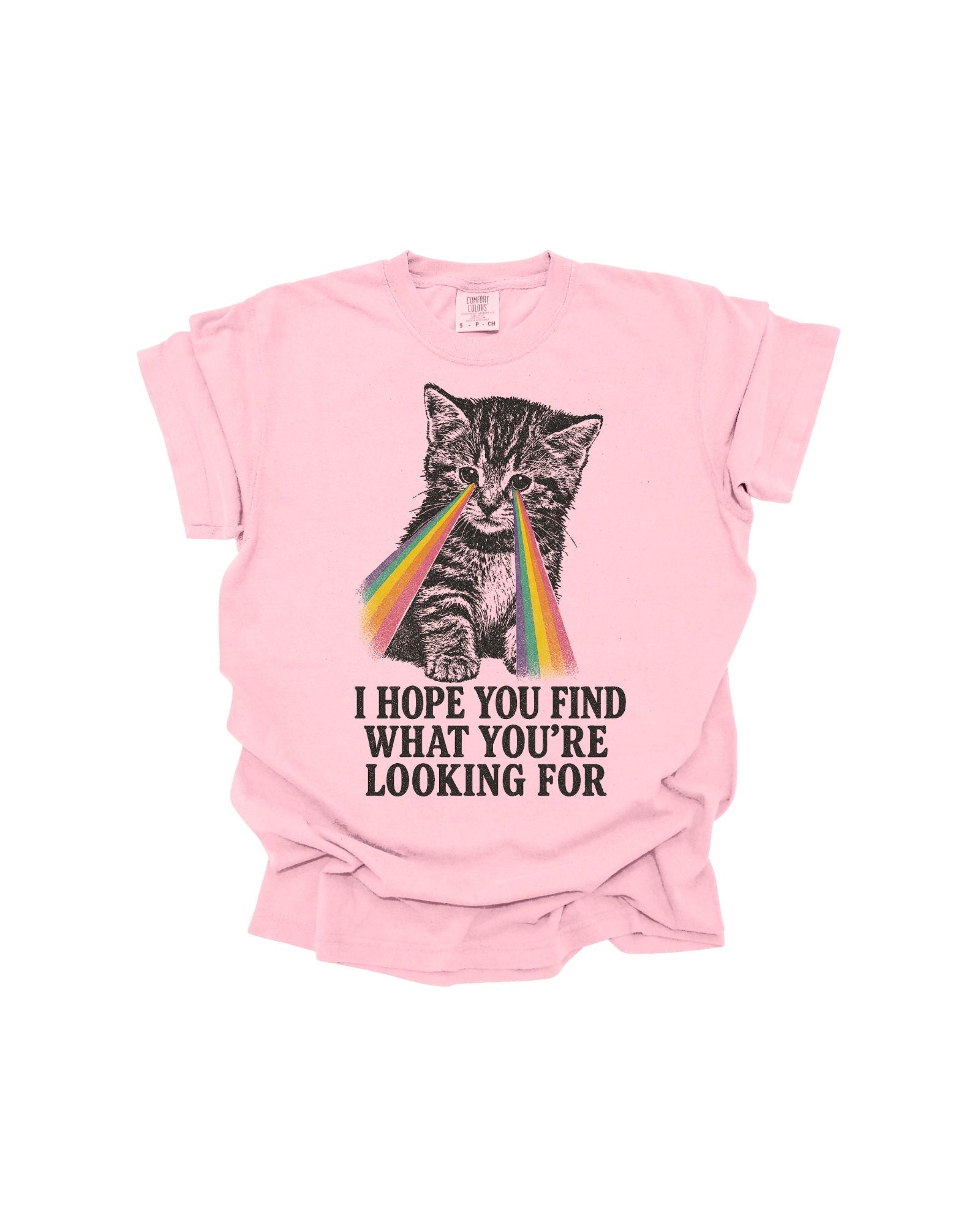 Rainbow Kitten - Baby Pink Graphic Tee