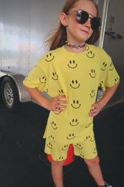 Happy To Be Here Oversized Smiley Shirt & Short Set (Kids)
