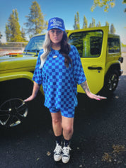 Check Yourself Blue Biker Short Set **RESTOCKED**