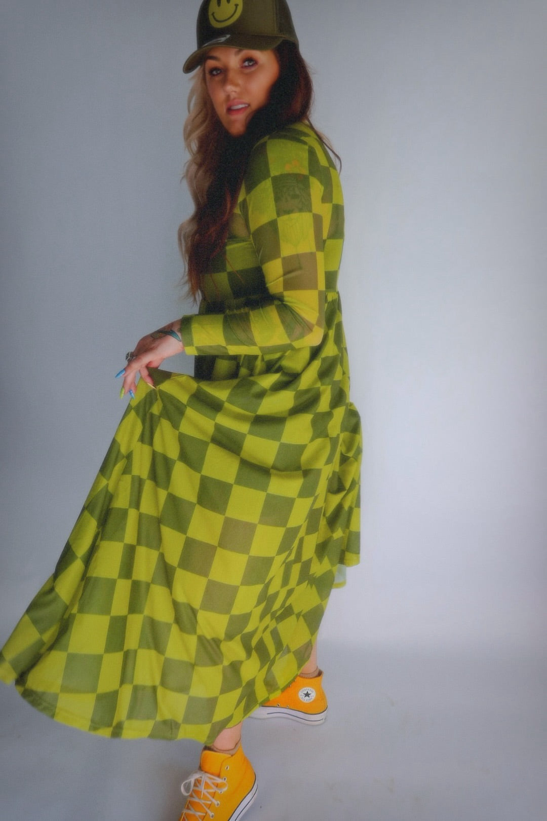 Grandma Green Checkered Mesh Dress **RESTOCKED**