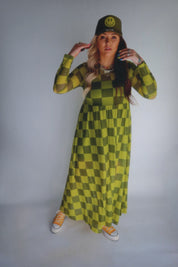 Grandma Green Checkered Mesh Dress **RESTOCKED**
