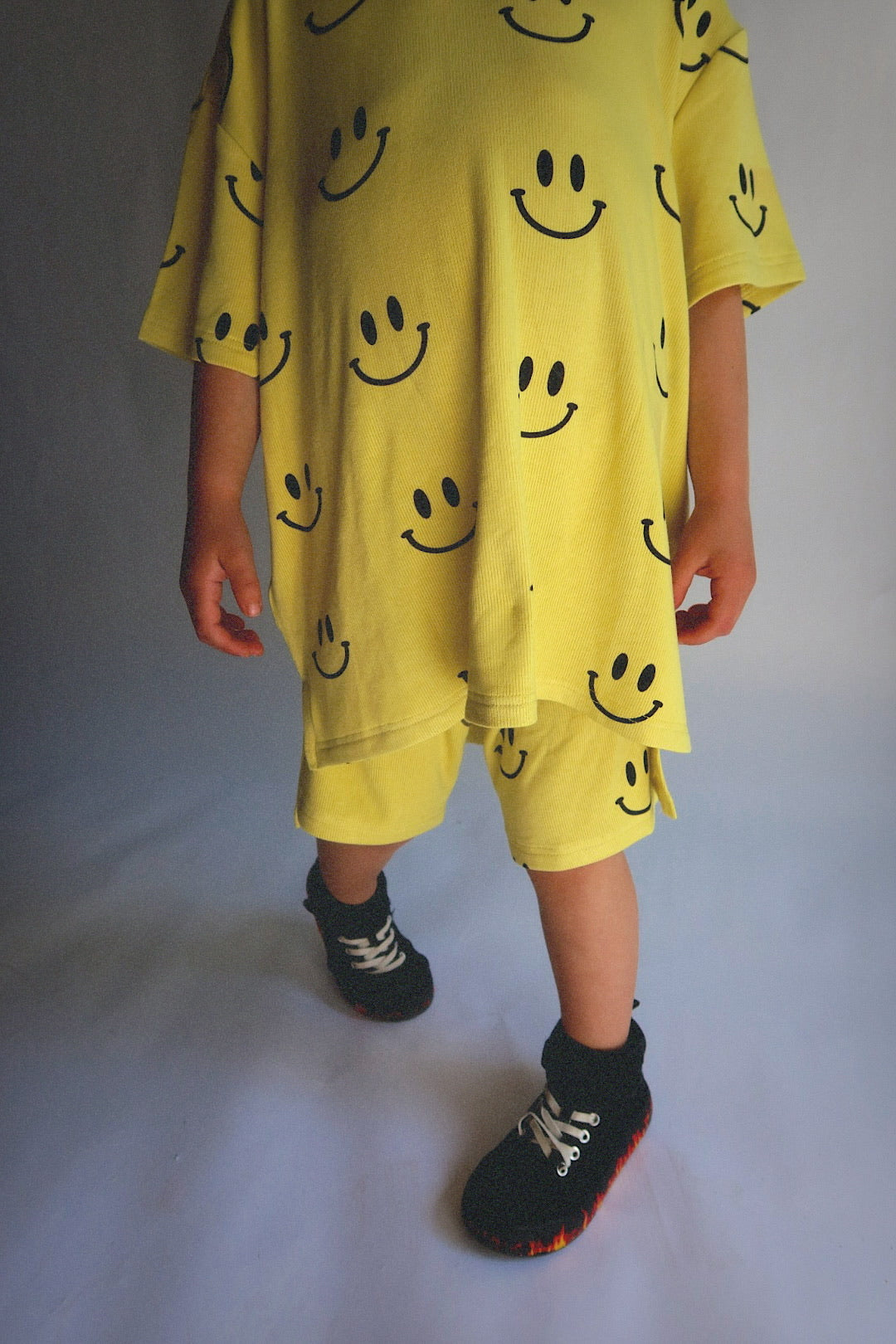 Happy To Be Here Oversized Smiley Shirt & Short Set (Kids)
