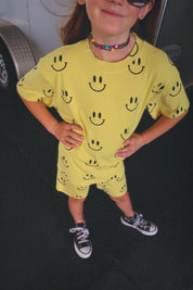 Happy To Be Here Oversized Smiley Shirt & Short Set (Kids)