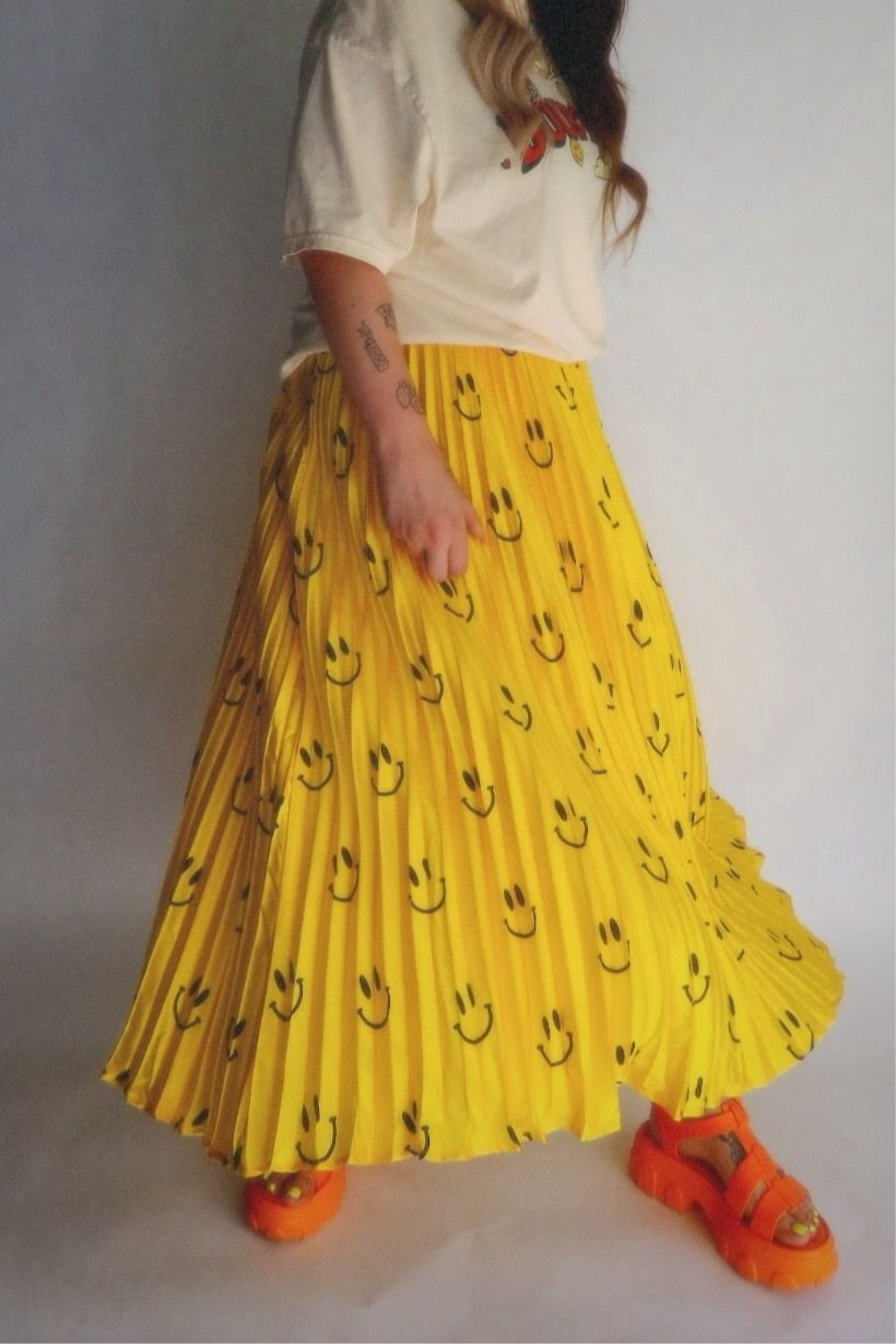 Happy To Be Here Smiley Pleated Skirt **RESTOCKED**