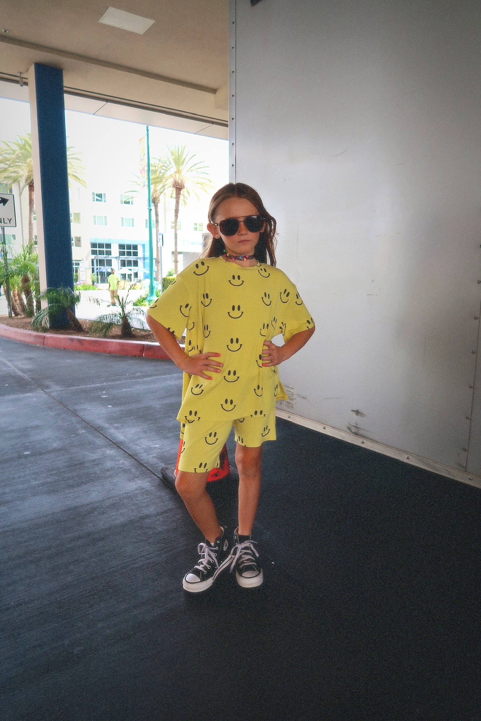 Happy To Be Here Oversized Smiley Shirt & Short Set (Kids)