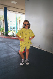 Happy To Be Here Oversized Smiley Shirt & Short Set (Kids)