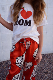 High Stakes Red Dice Satin Trousers - Kid Ave