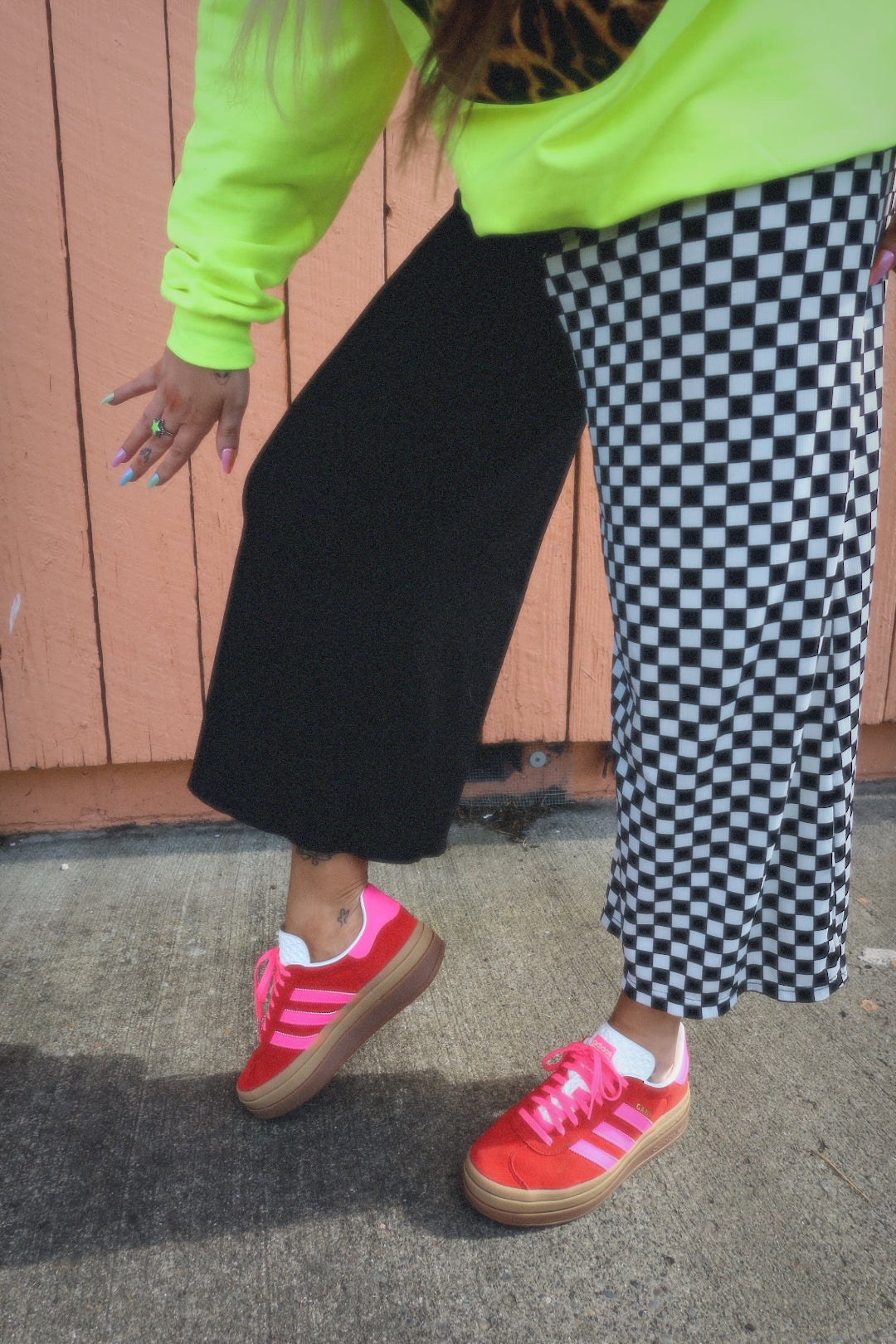 Half & Half Cropped Pants - BLACK + WHITE