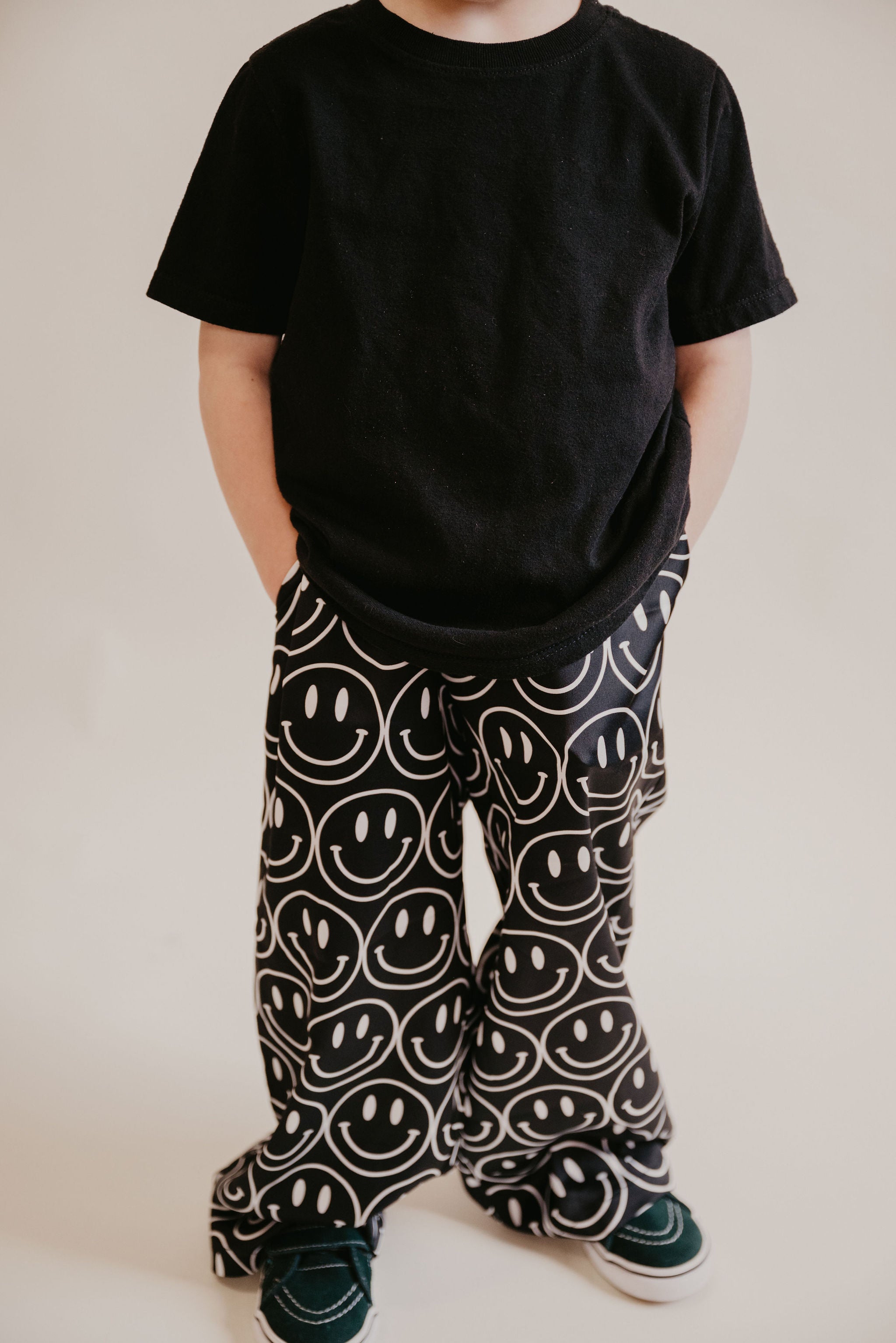 Main Character Smiley Satin Trousers - Kid Ave