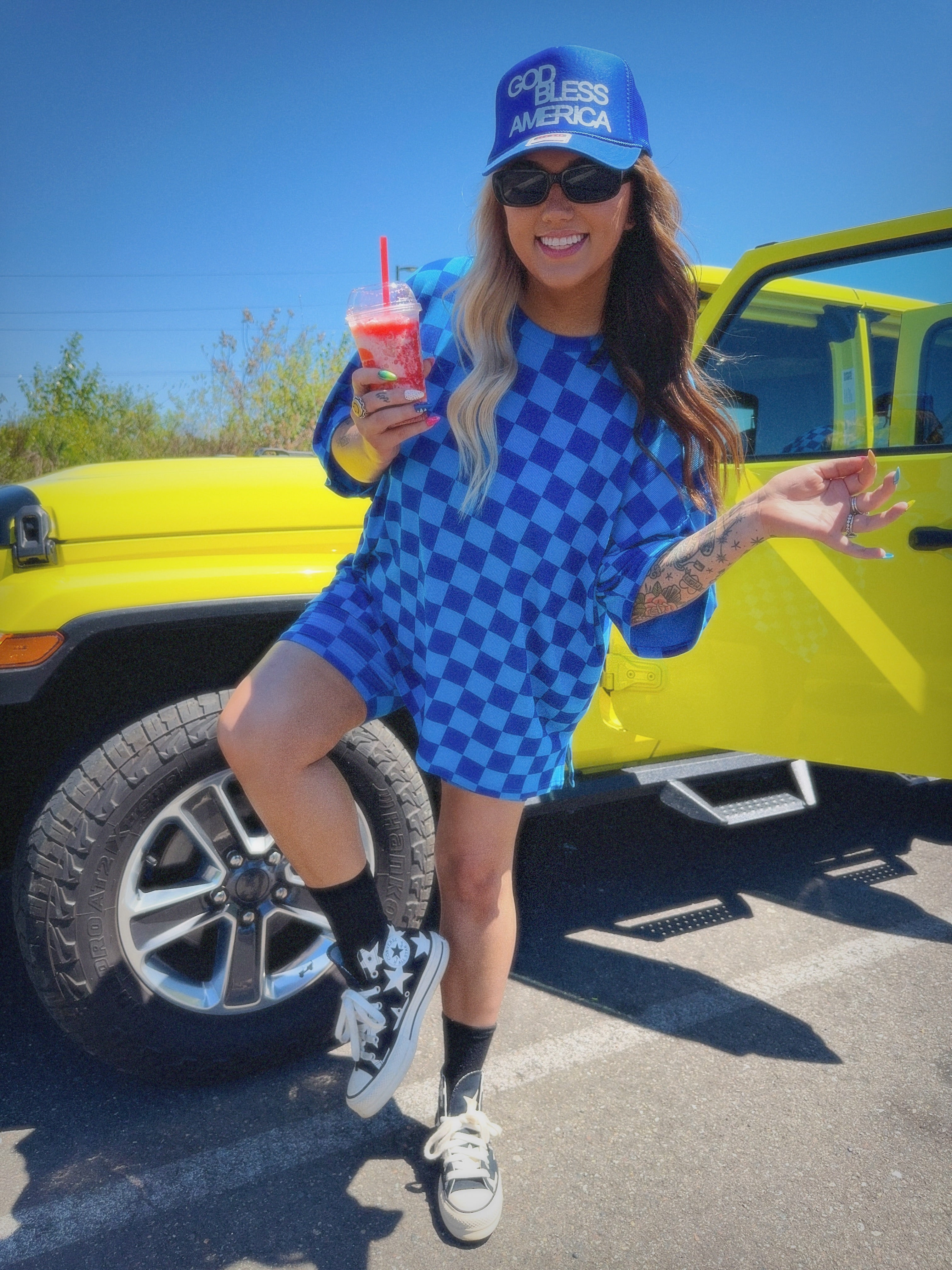Check Yourself Blue Biker Short Set **RESTOCKED**