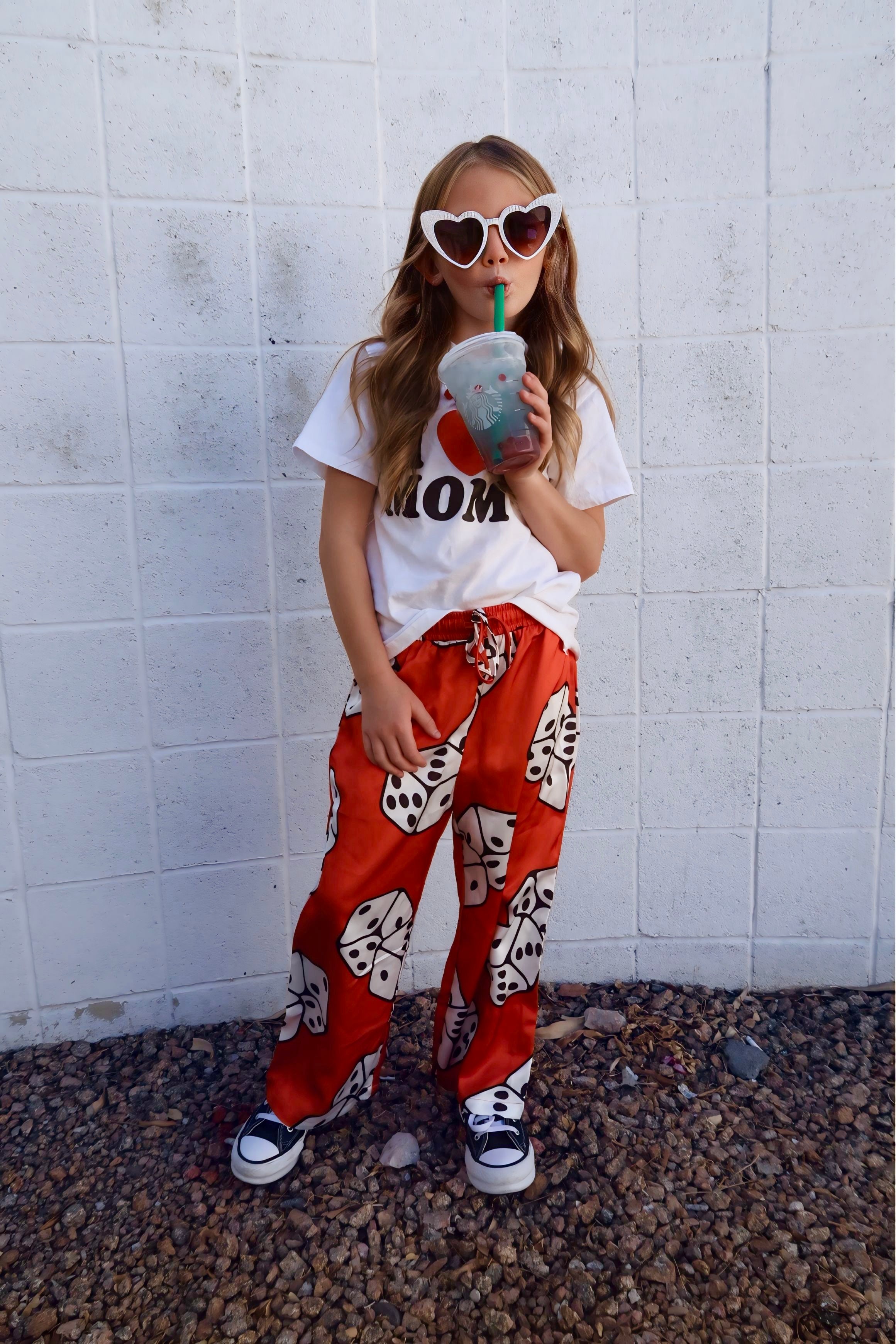 High Stakes Red Dice Satin Trousers - Kid Ave