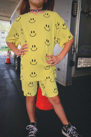 Happy To Be Here Oversized Smiley Shirt & Short Set (Kids)