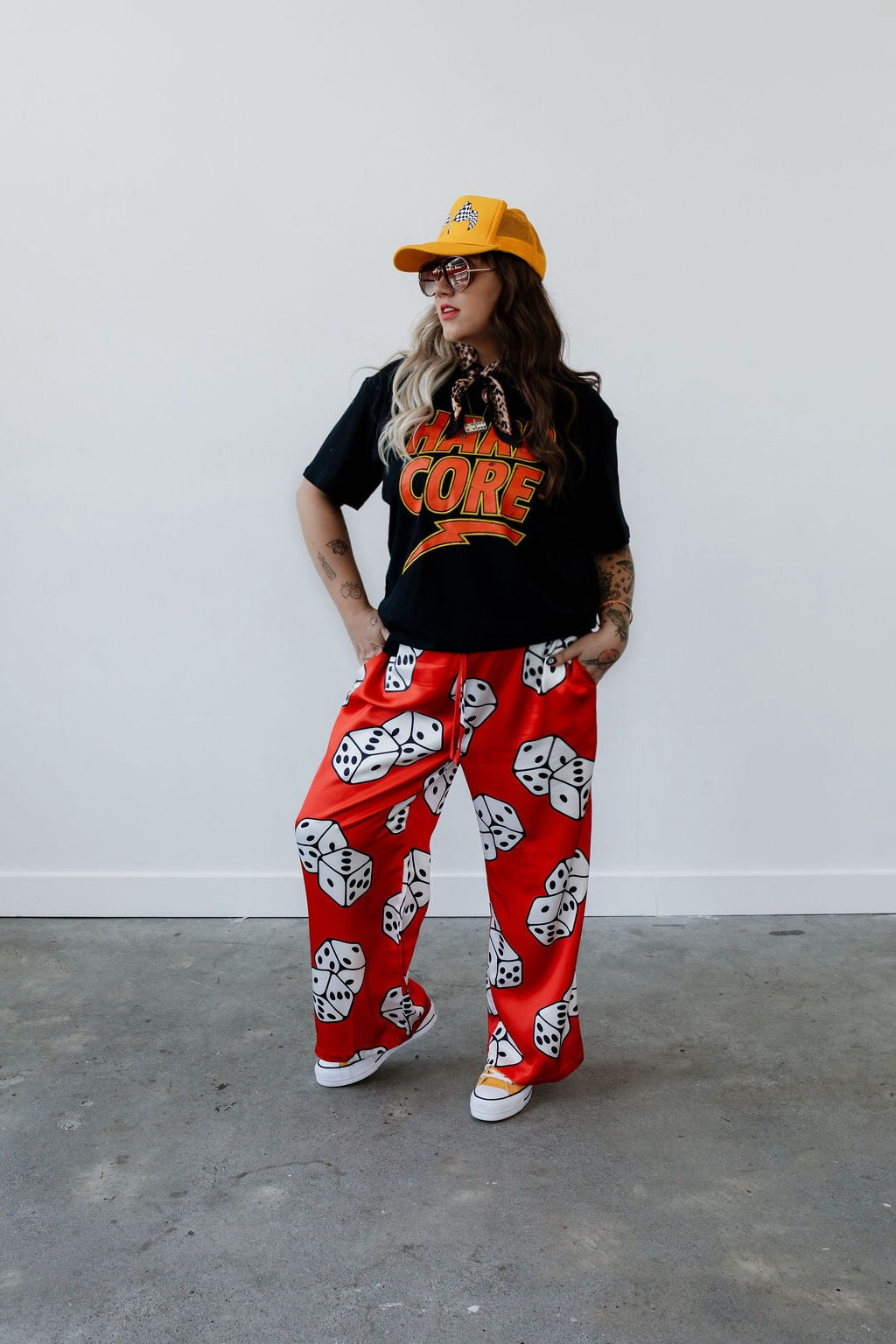 **PRE-ORDER: ships by 8/29** High Stakes Red Dice Wide-Leg Satin Trouser  **RESTOCKED**