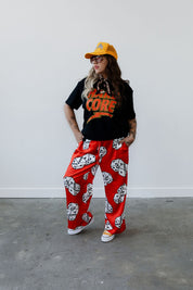 **PRE-ORDER: ships by 8/29** High Stakes Red Dice Wide-Leg Satin Trouser  **RESTOCKED**