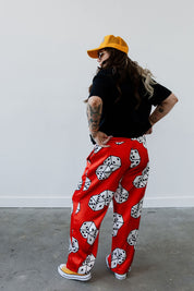 **PRE-ORDER: ships by 8/29** High Stakes Red Dice Wide-Leg Satin Trouser  **RESTOCKED**