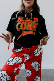 **PRE-ORDER: ships by 8/29** High Stakes Red Dice Wide-Leg Satin Trouser  **RESTOCKED**