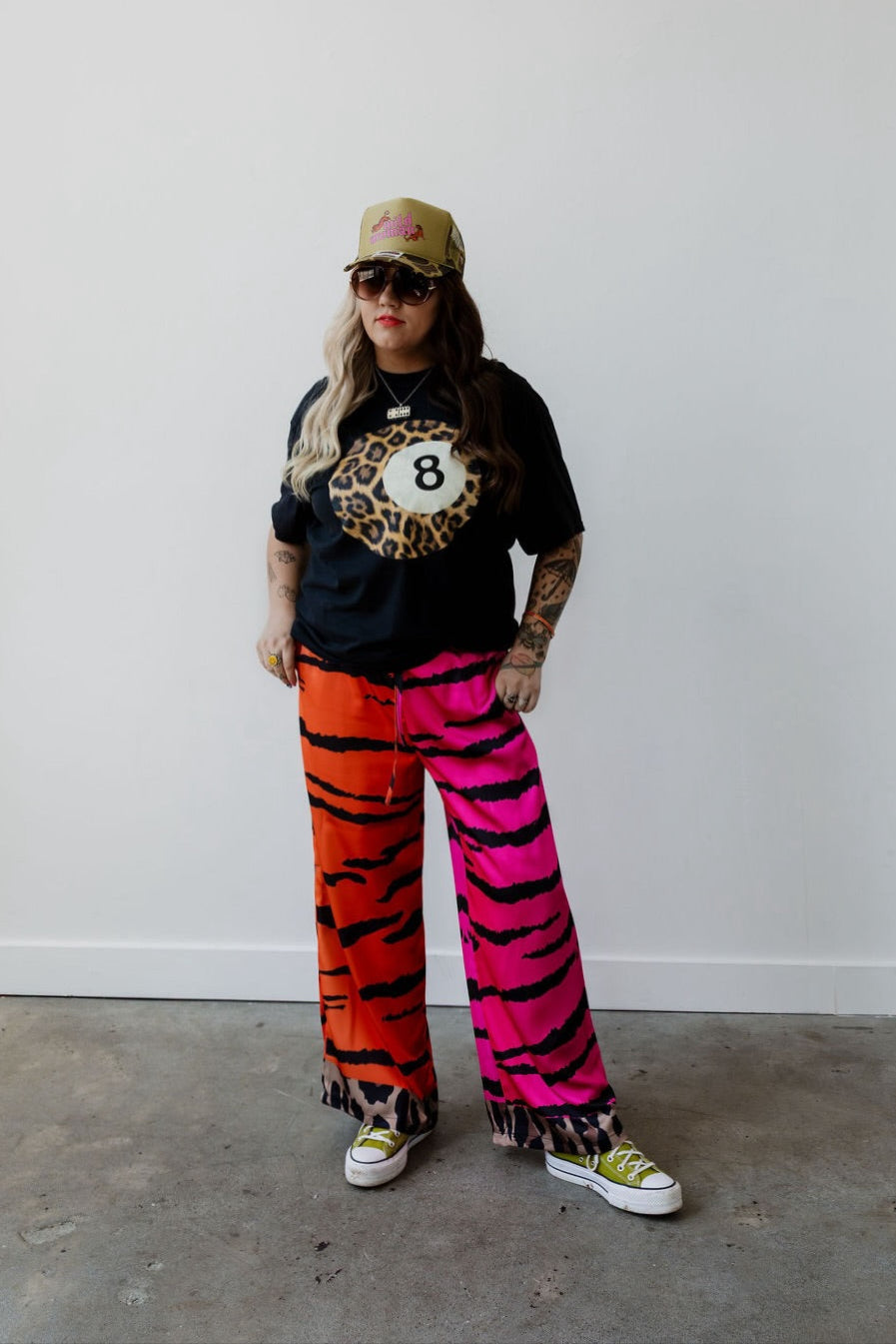 **PRE-ORDER: ships by 8/29** Wild Ombre Tiger Wide-Leg Satin Trouser  **RESTOCKED**