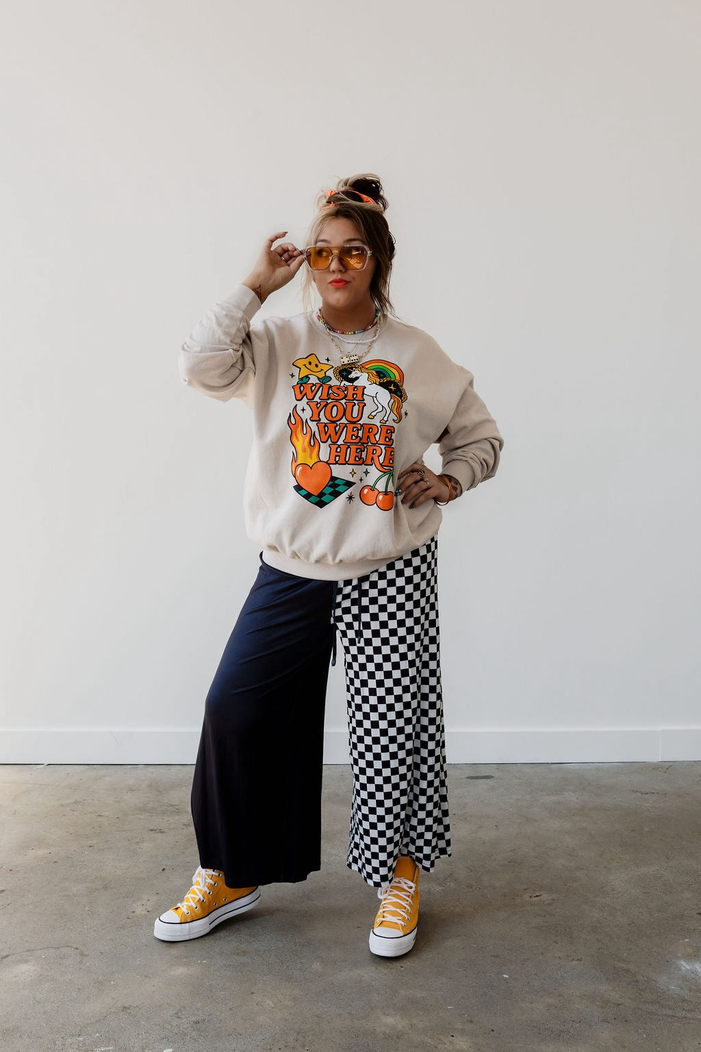 Half & Half Cropped Pants - BLACK + WHITE
