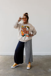 Half & Half Cropped Pants - BLACK + WHITE