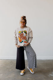 Half & Half Cropped Pants - BLACK + WHITE