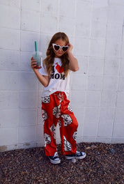 High Stakes Red Dice Satin Trousers - Kid Ave