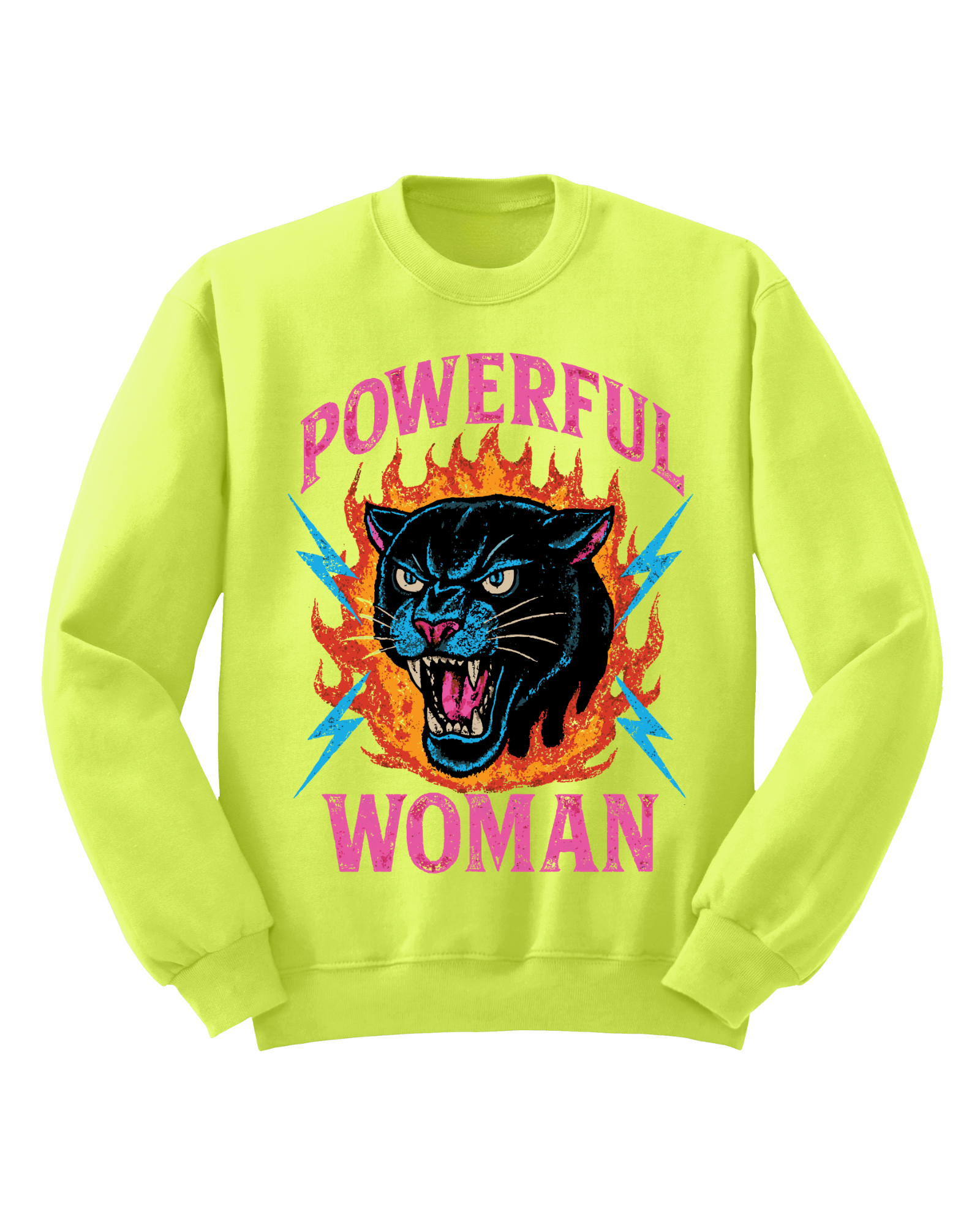 Powerful Woman - Safety Green Graphic Crew