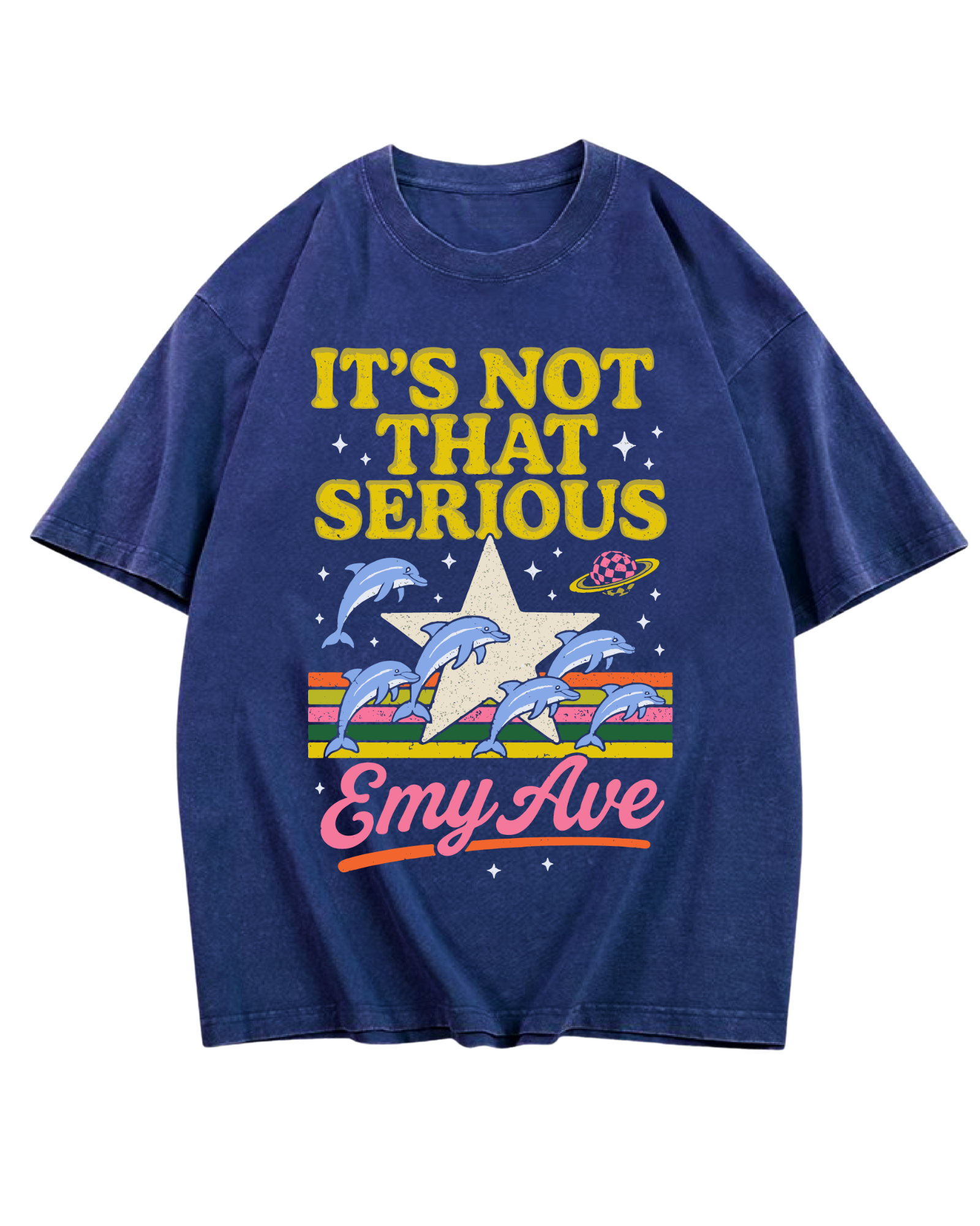It's Not That Serious- Blue Acid Wash Graphic Tee